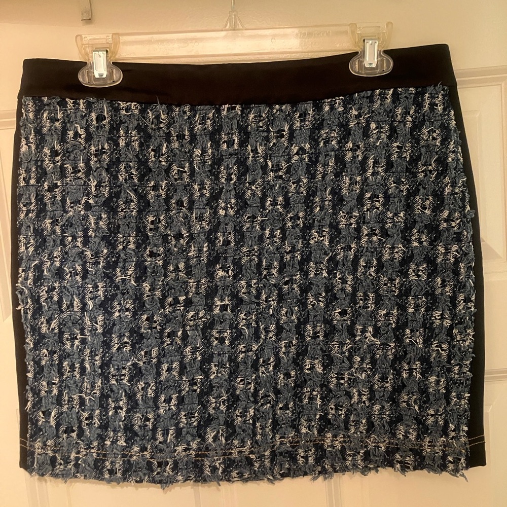 Never worn Derek Lam 10 Crosby boucle tweed Silver Blue Ruched Pencil Mini Skirt